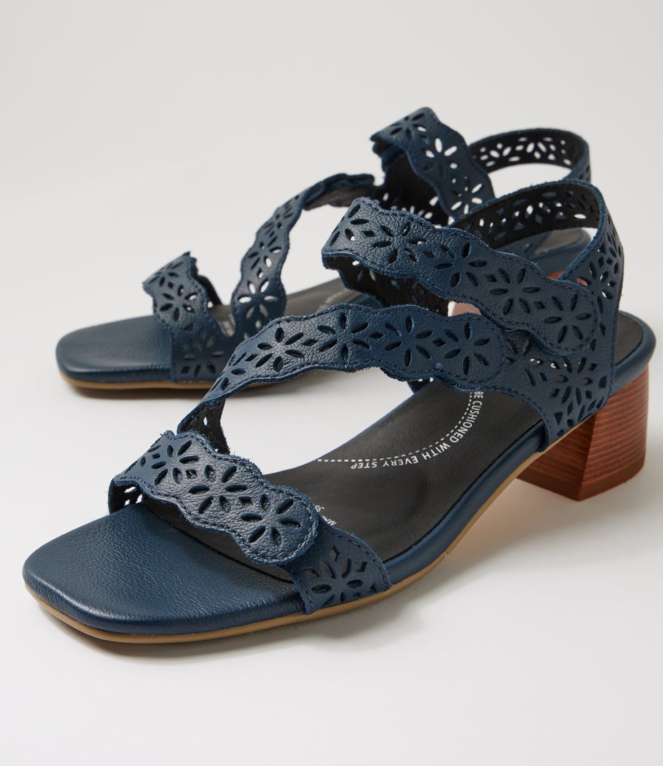 Carrissa W Navy Leather Sandals