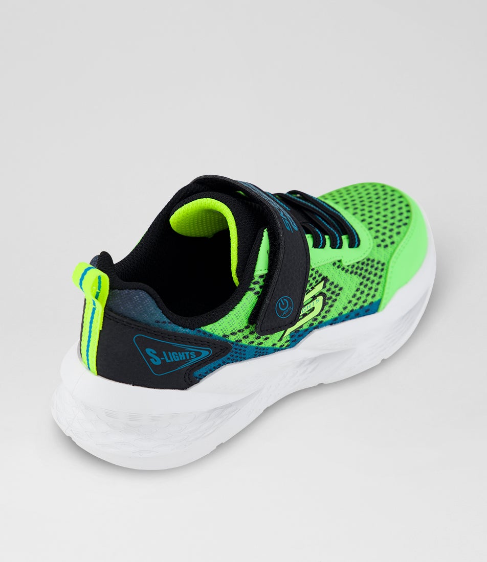 Meteor Lights 2 Junior Lime Black Mesh Sneakers