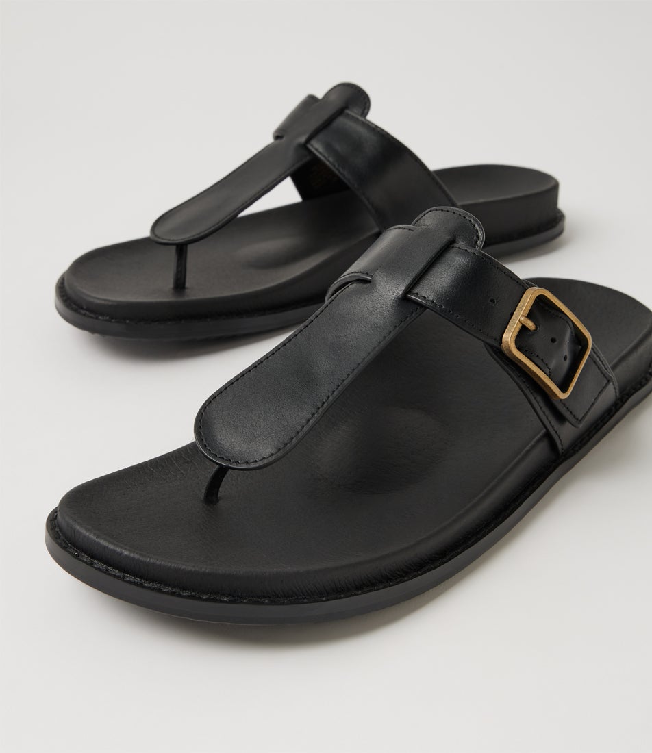Nelson Black Leather Thongs