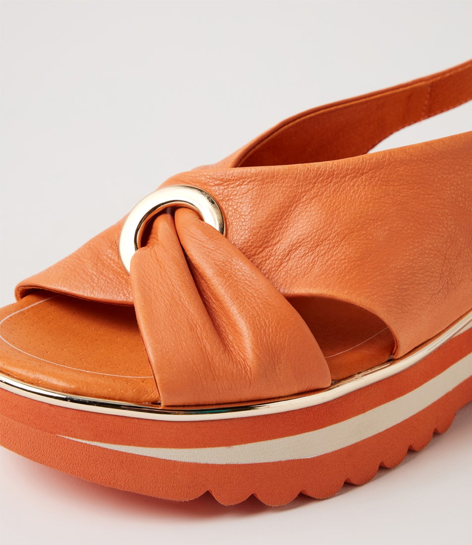 Hoaka Orange Leather Sandals