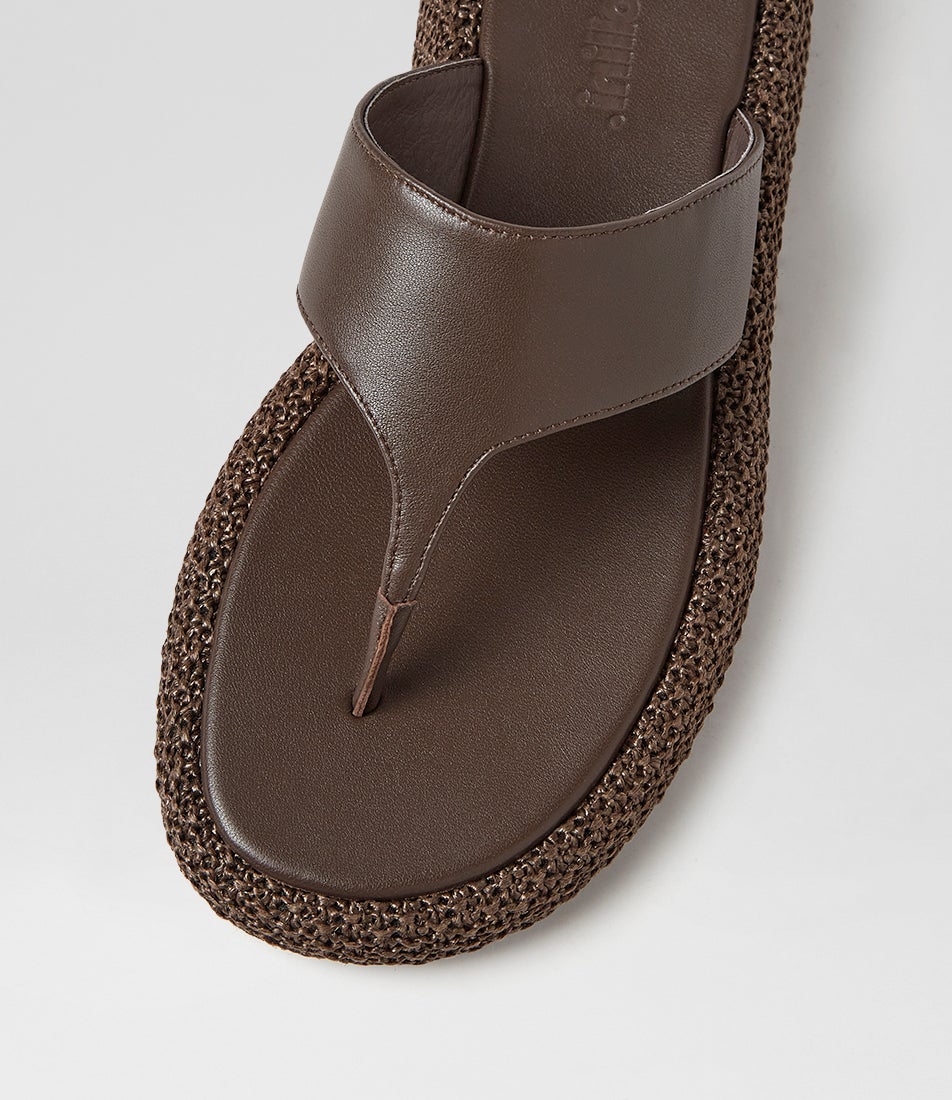 Atori Choc Leather Woven Thongs