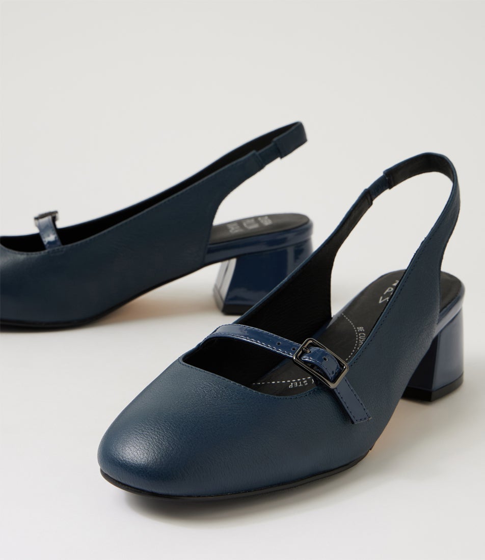 Zolmy W Navy Leather Patent Heels Zolmy W Navy Leather Patent Heels