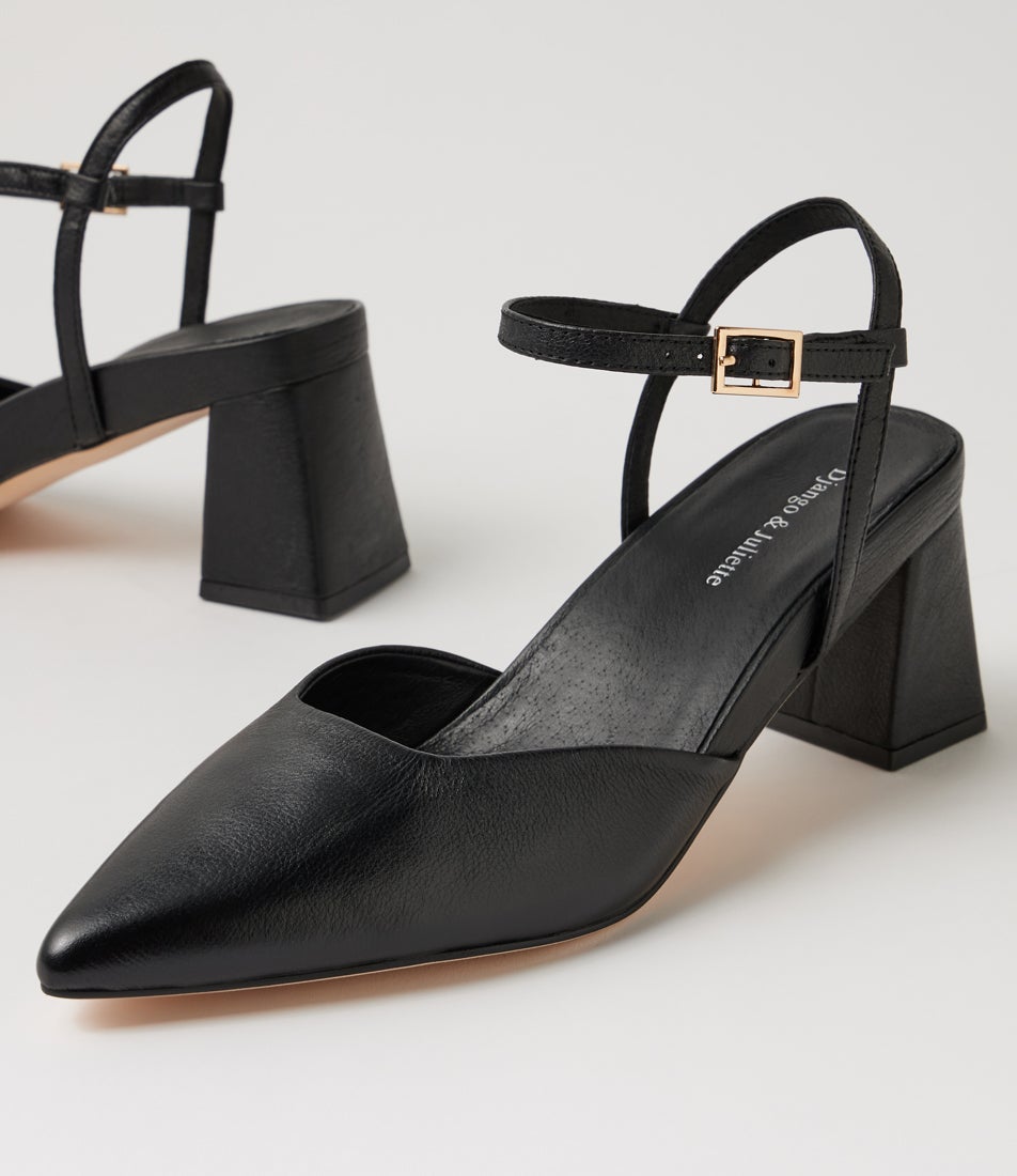 Wellas Black Leather Heels
