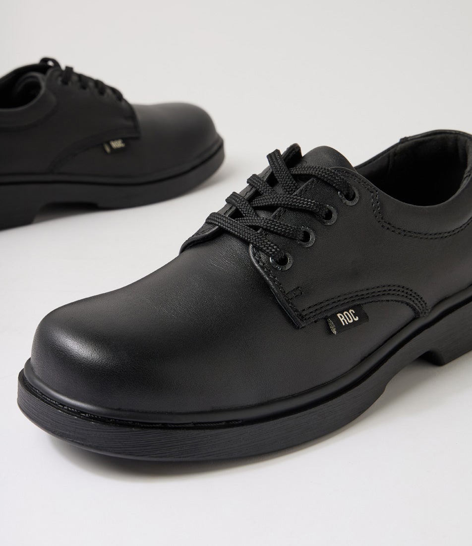 Strobe Youth Black Leather Lace Up School Shoes