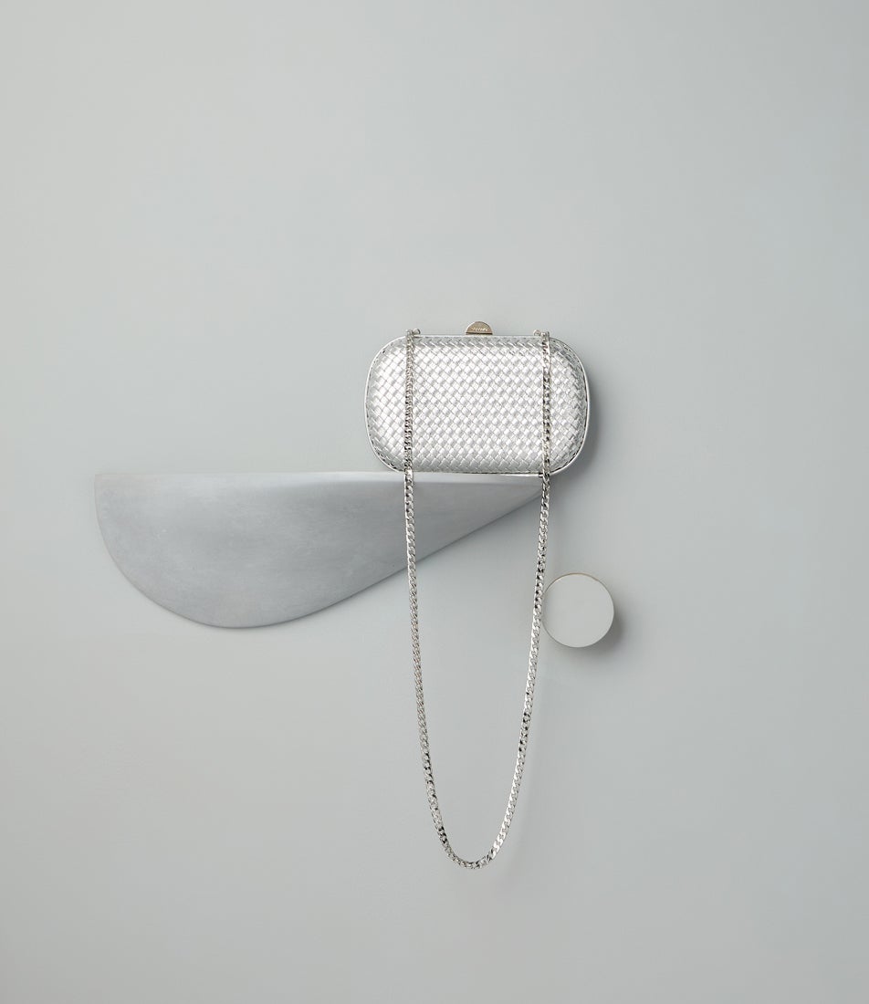 Ella Woven Silver Clutch