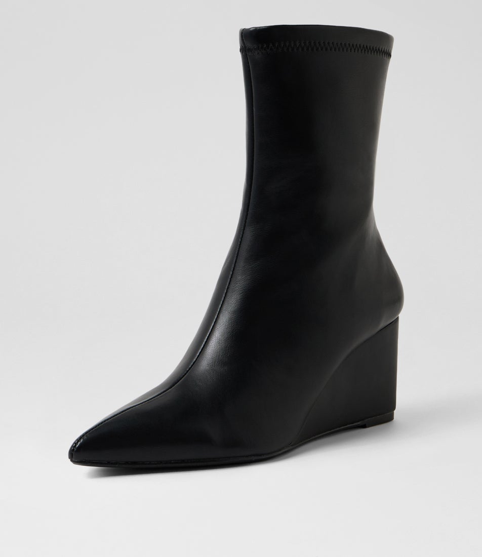 Saviour Black Smooth Ankle Boots