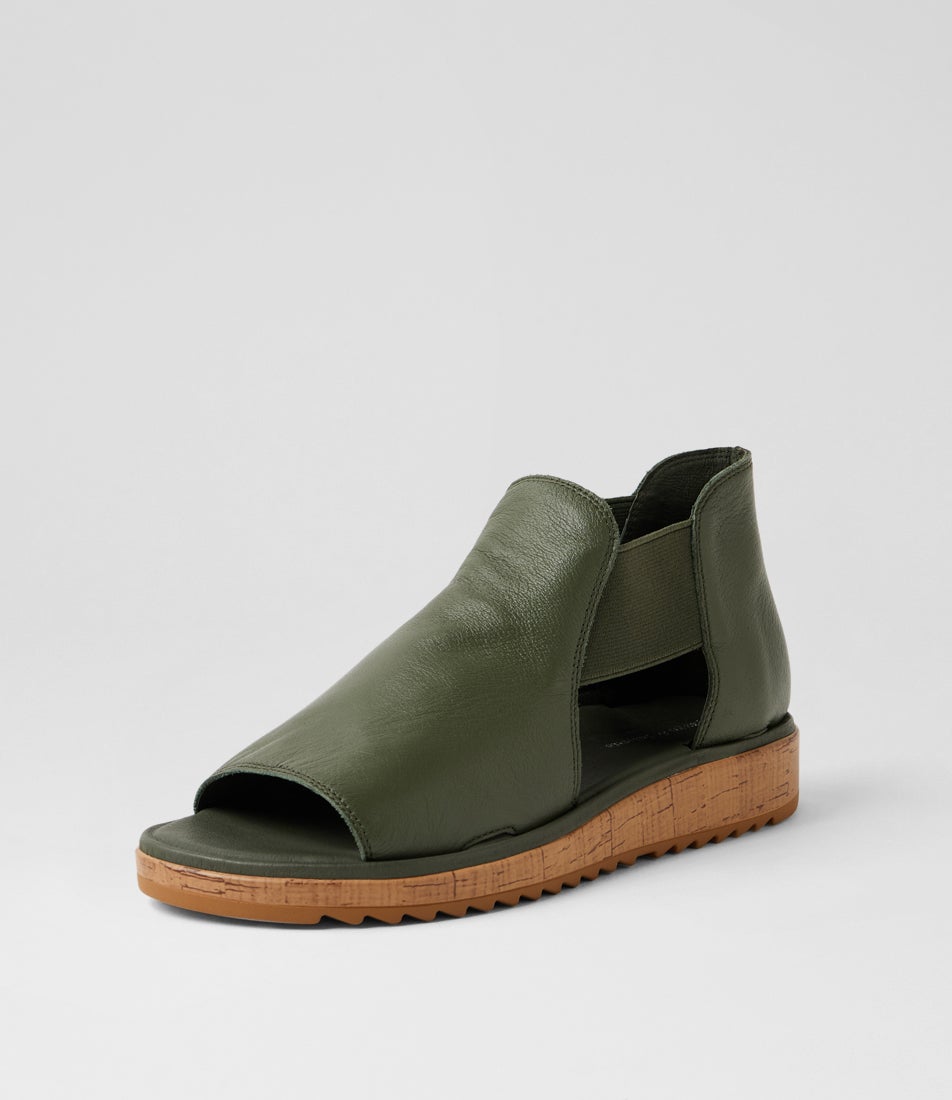 Oddat Olive Gum Leather Sandals