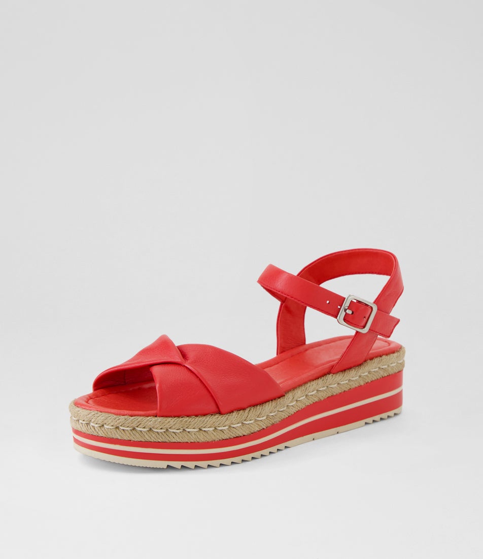 Angles Red Leather Sandals