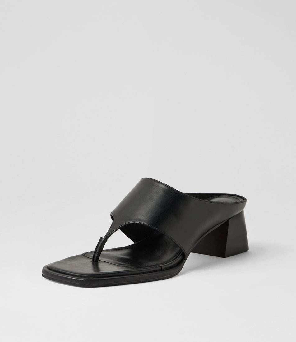 Marte Black Leather Sandals