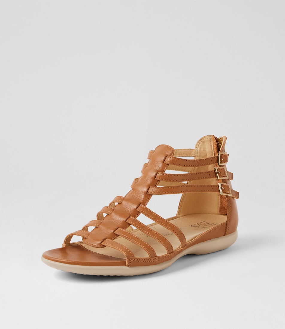 Britta W Dark Tan Leather Sandals