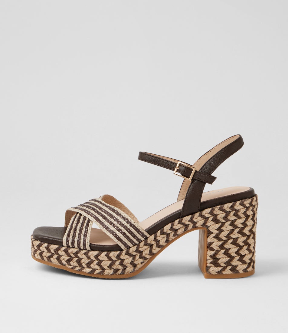 Mirem Choc Multi Synthetic Raffia Platform Sandals