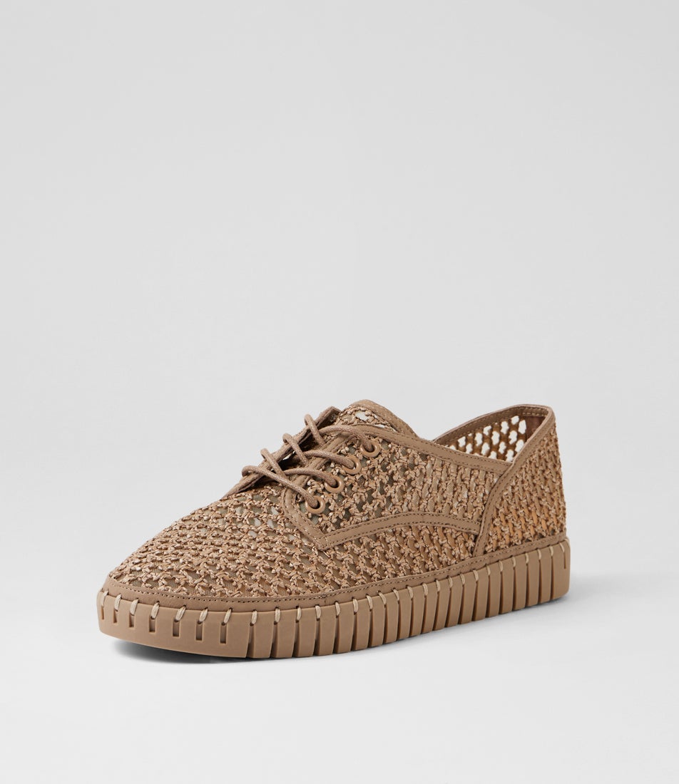 Hamburger Cocoa Syn Raffia Leather Sneakers