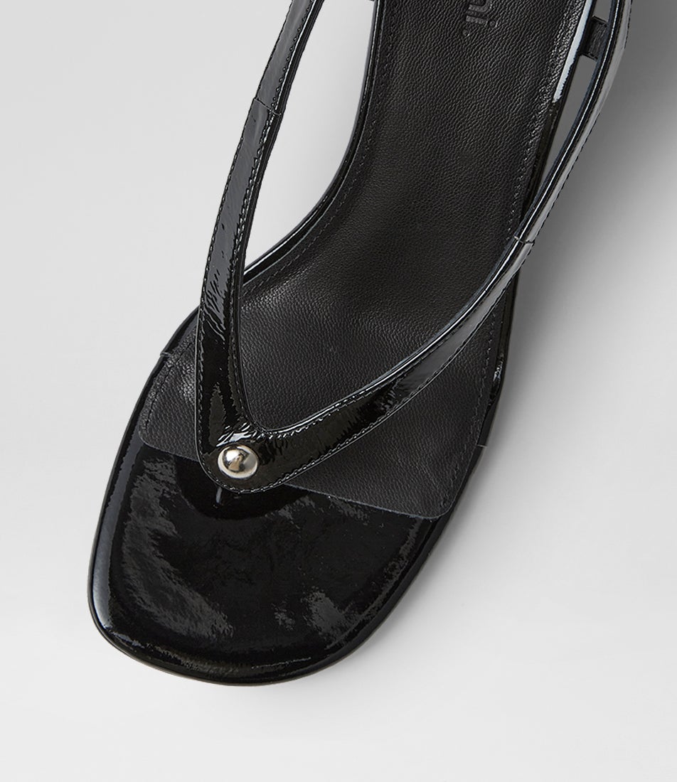 Feltit Black Patent Leather Sandals