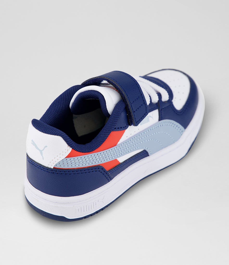 Caven 3 Junior Persian Blue Sea White Synthetic Leather Slip On Sneakers