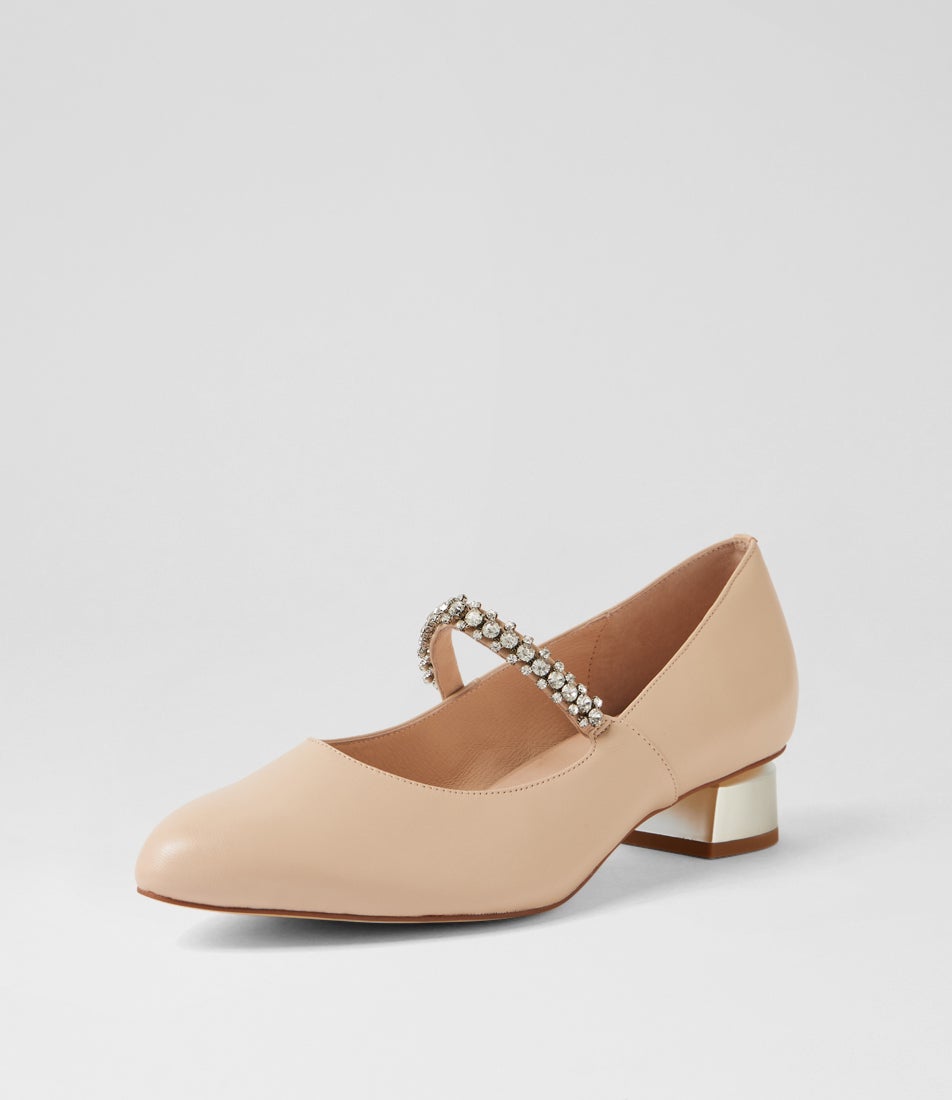Julena Nude Leather Mary Jane Heels
