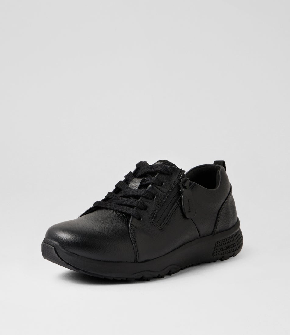 Decker Black Leather Flat Shoes