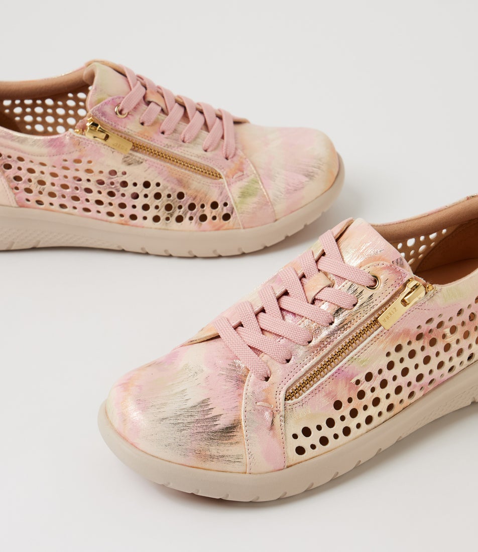 Shovo Xf Peach Multi Leather Sneakers