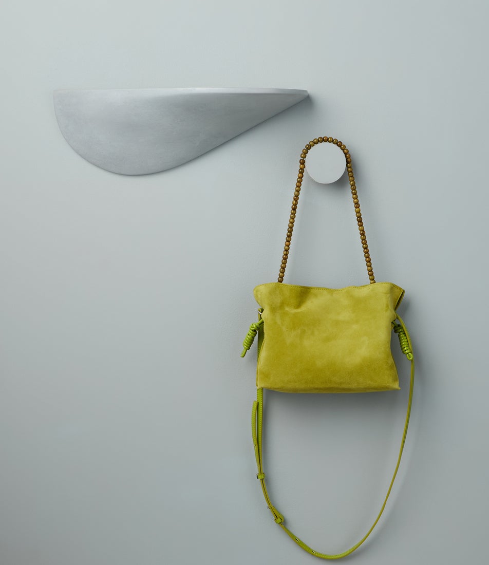 Della Matcha Suede Handbag