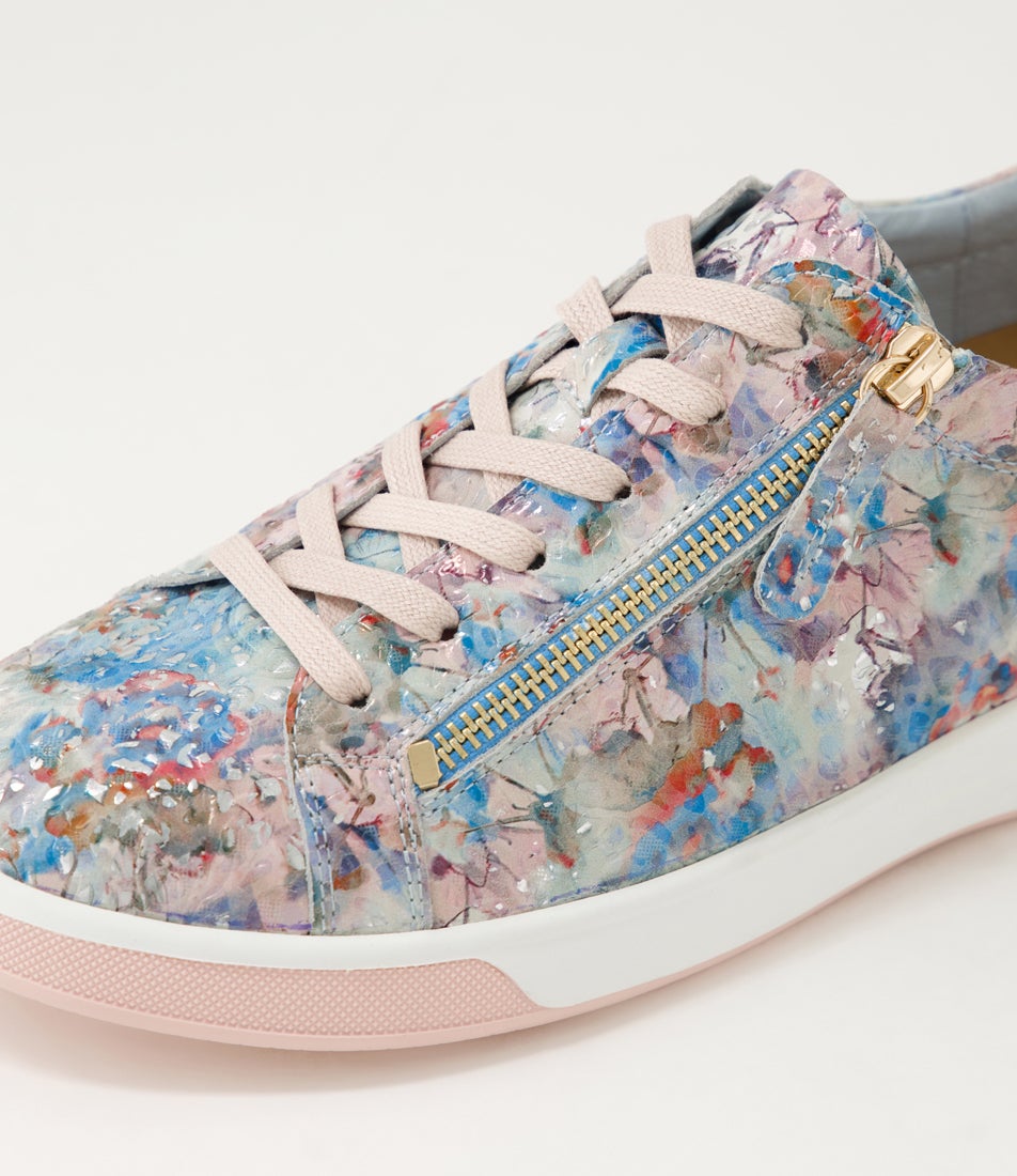 Aito Xf Pink Floral Leather Sneakers