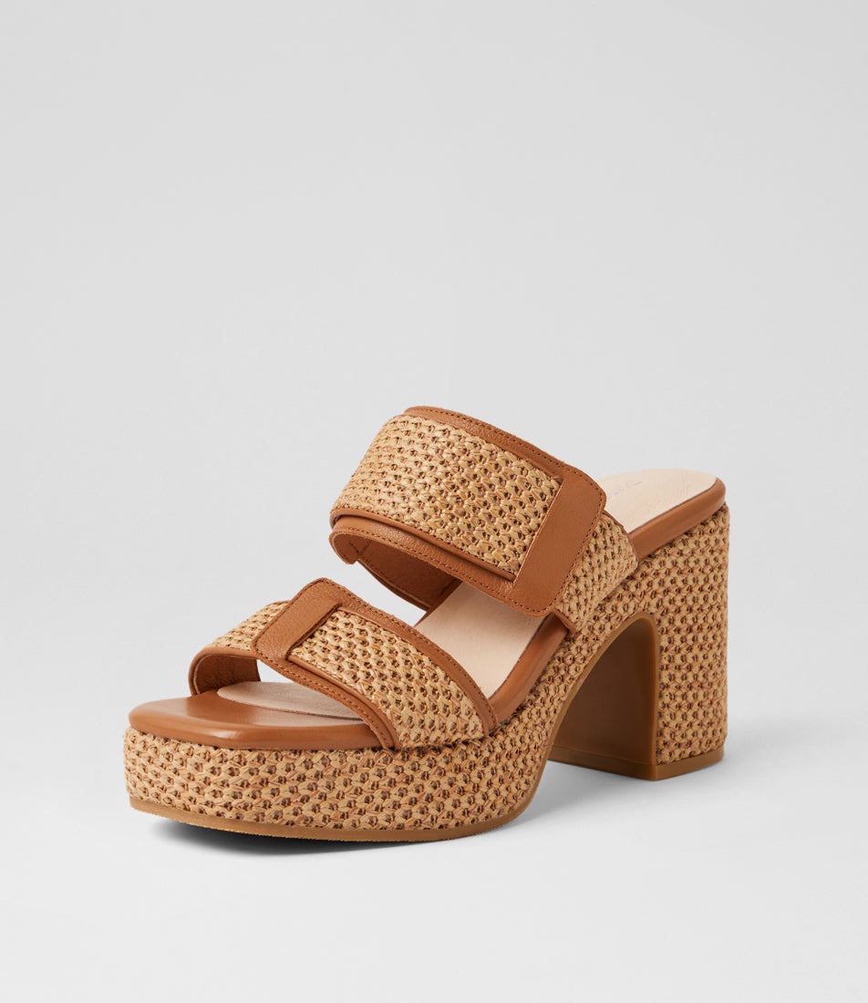 Kyper Natural Dark Tan Patent Synthetic Sandals