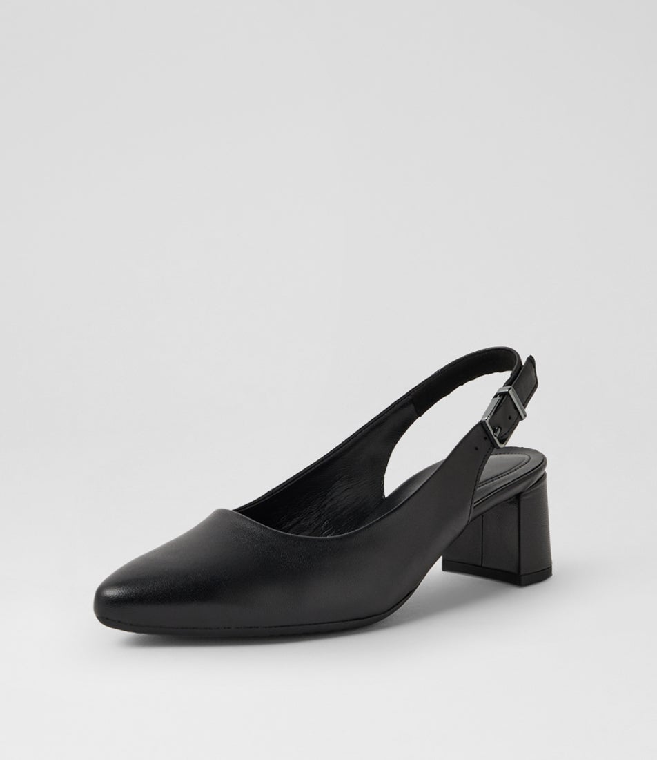 Ginah Schwarz Leather Slingbacks
