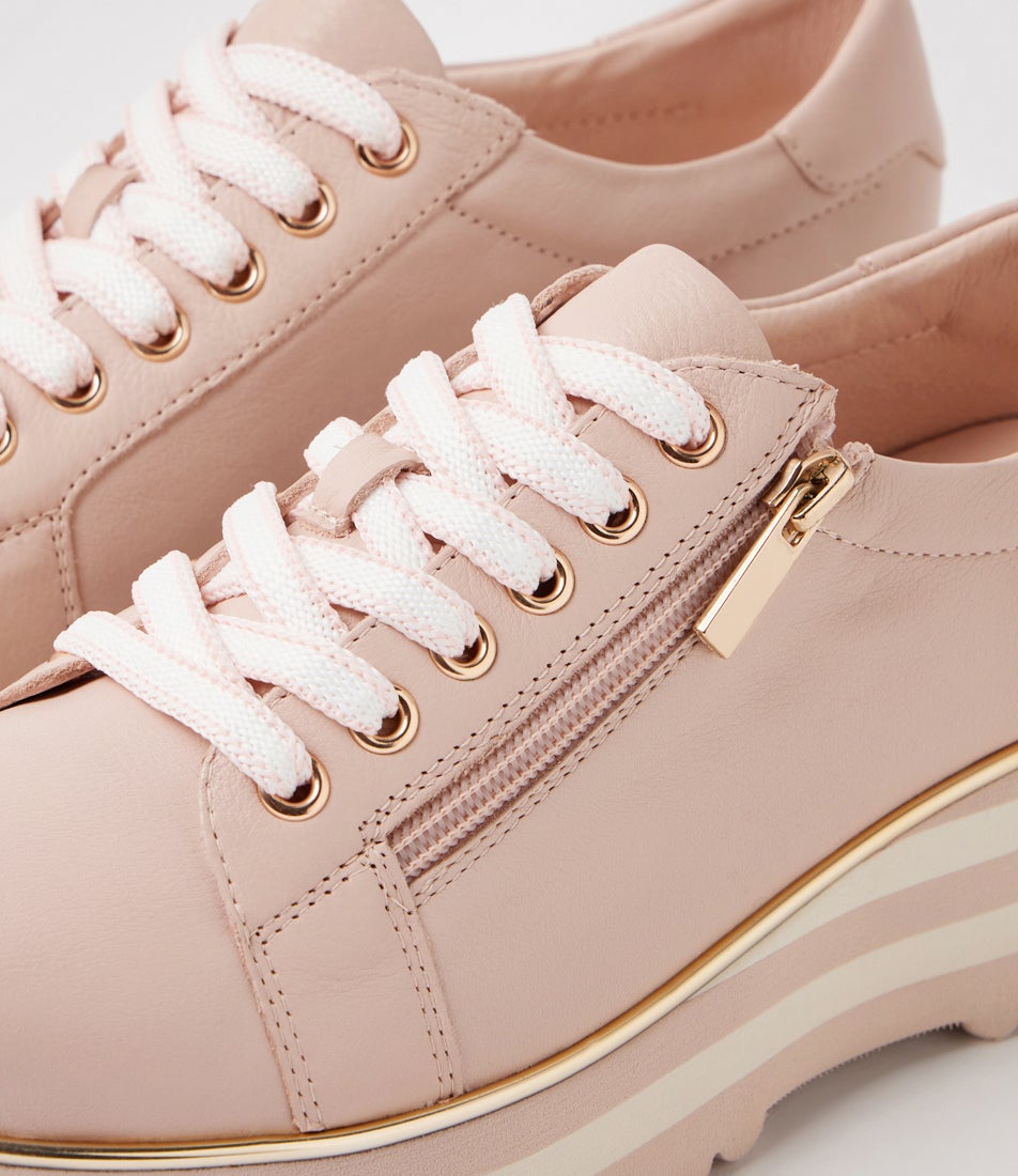 Eammes Rose Milk Leather Lace Up Flats