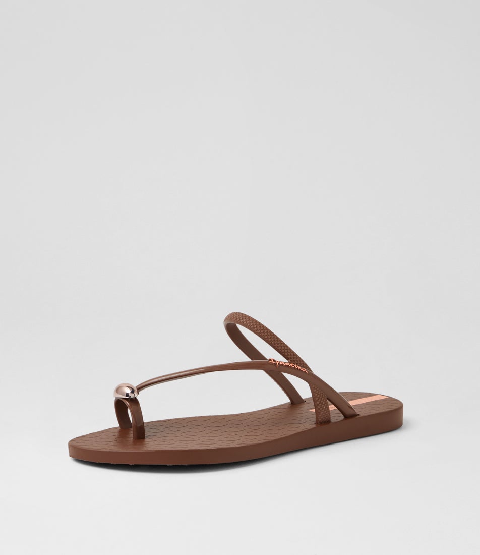 Glam Ring Brown Rubber Slides
