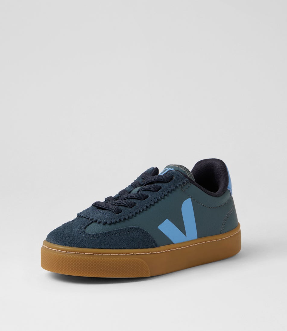 Small Volley Junior California Celeste Leather Court Sneakers