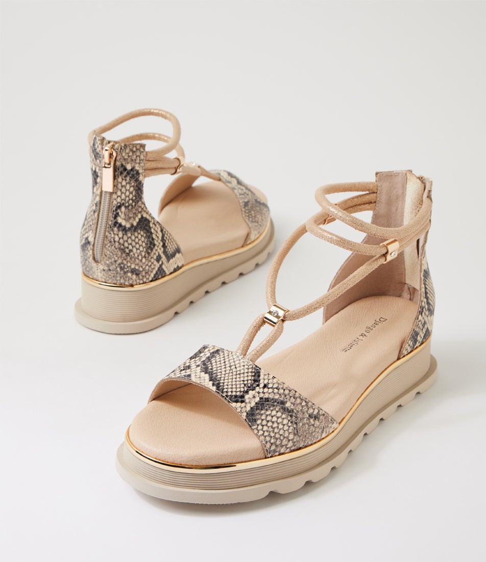 Cimone Ivory Black Snake Multi Sandals