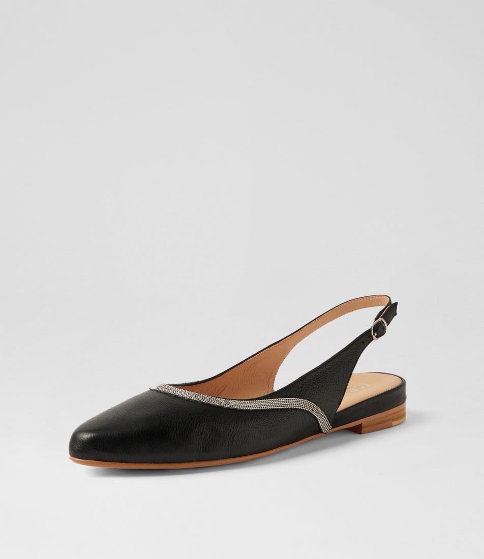 Follini Black Leather Flat Shoes
