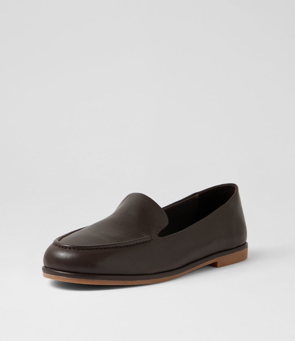 Rayens Choc Leather Flat Shoes