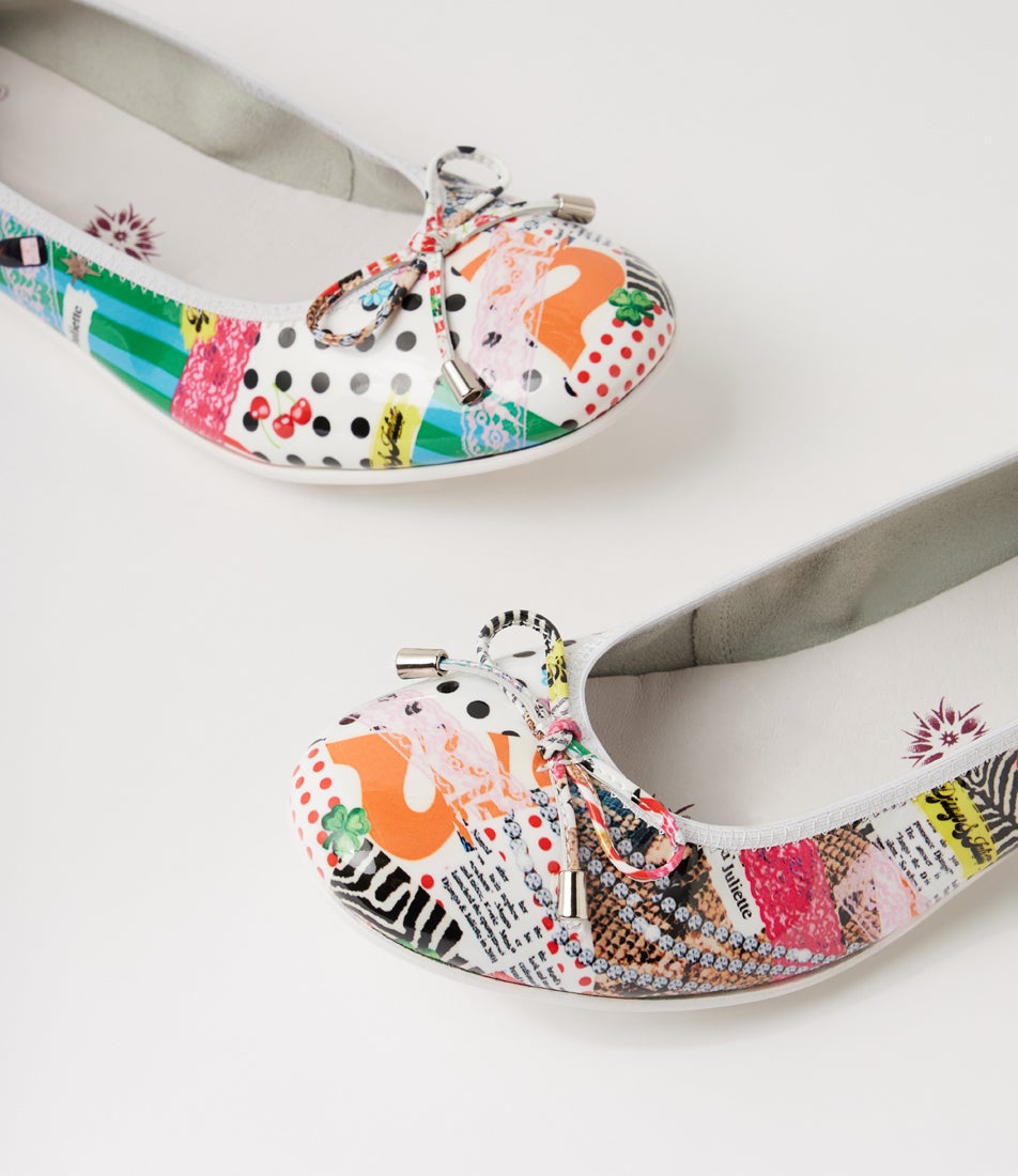 Belin Collage 2 Print Patent Leather Flat Shoes