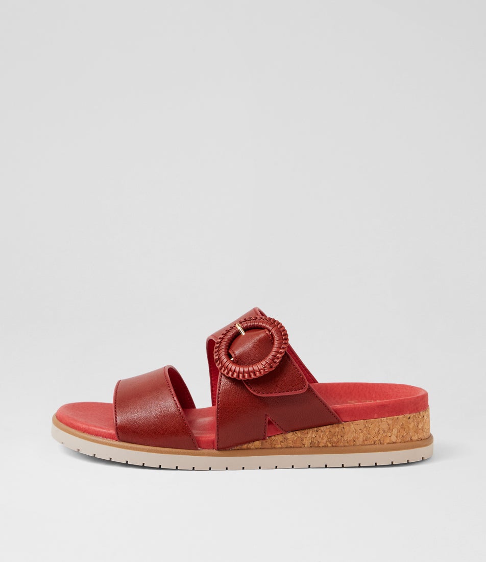 Vatha W Red Almond Leather Sandals