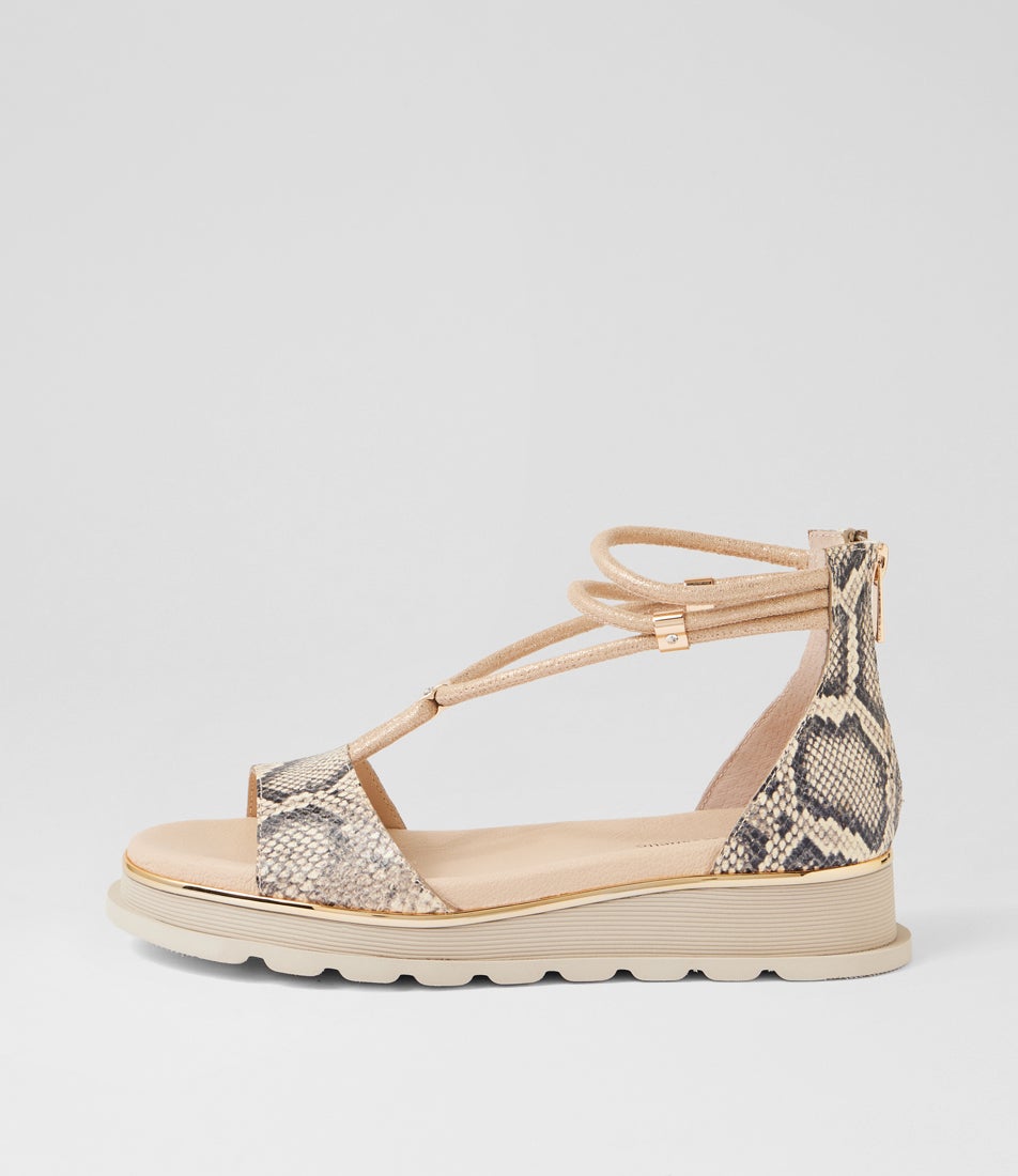 Cimone Ivory Black Snake Multi Sandals
