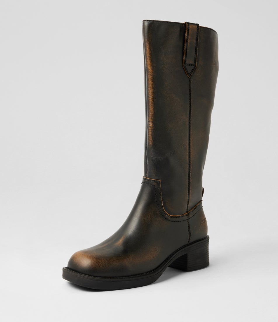 Rocco Brown Rub Leather Knee High Boots Rocco Brown Rub Leather Knee High Boots