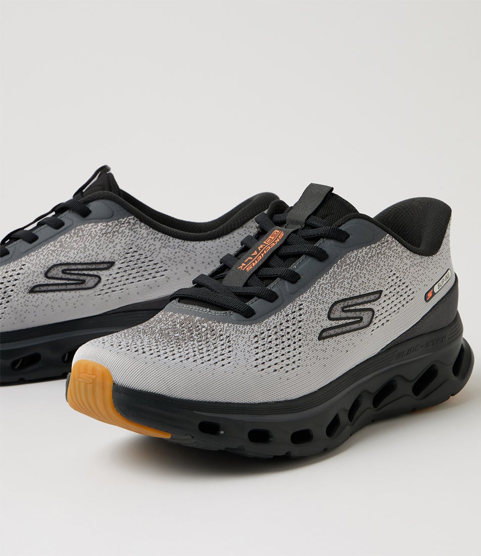 Go Walk Glide Step 2 Maser Grey Black Fabric Sneakers