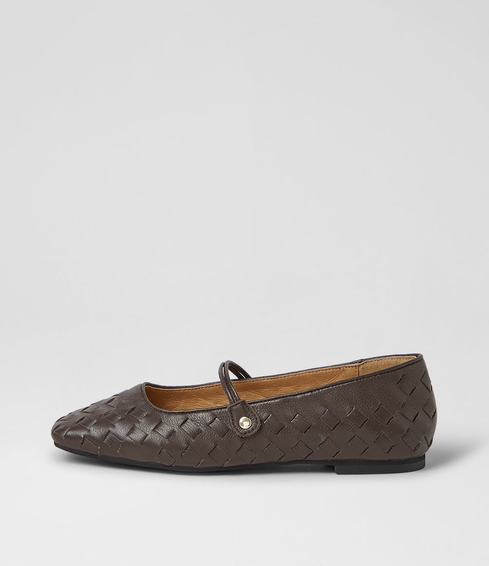 Zura Choc Leather Flat Shoes