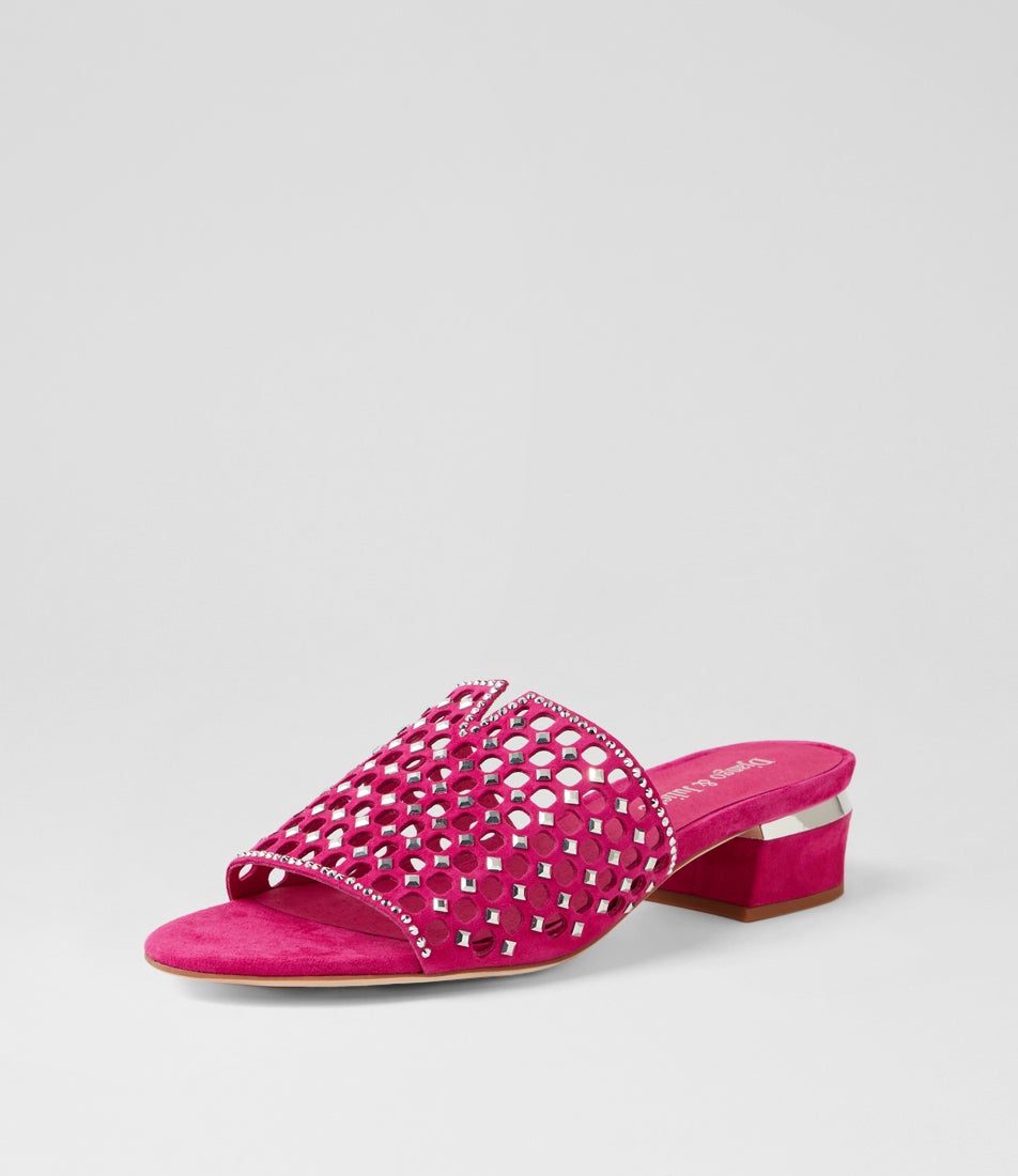 Tropics Fuchsia Silver Suede Jewels Sandals