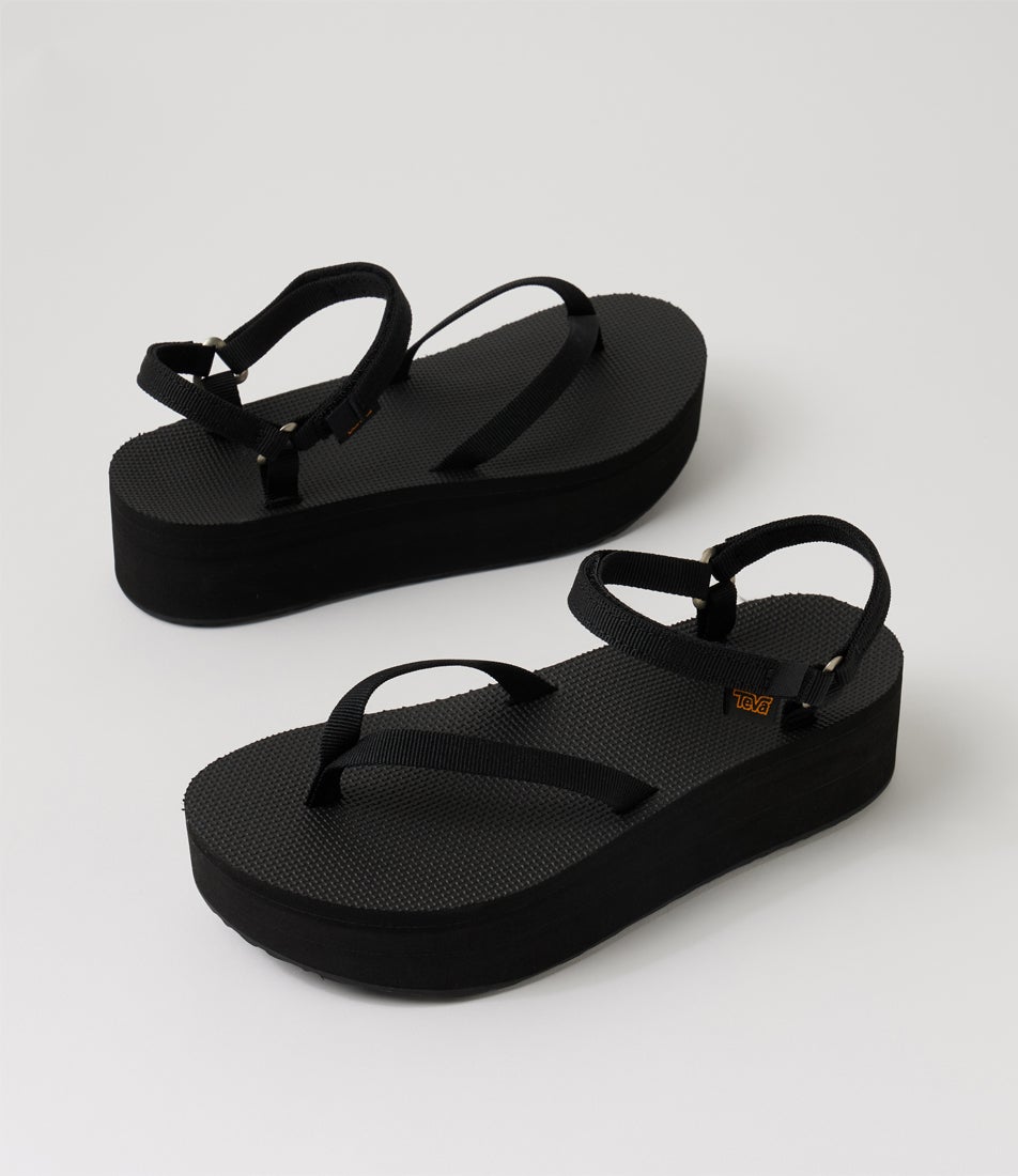 W Flatform Sandal Slim Black Fabric Platform Sandals