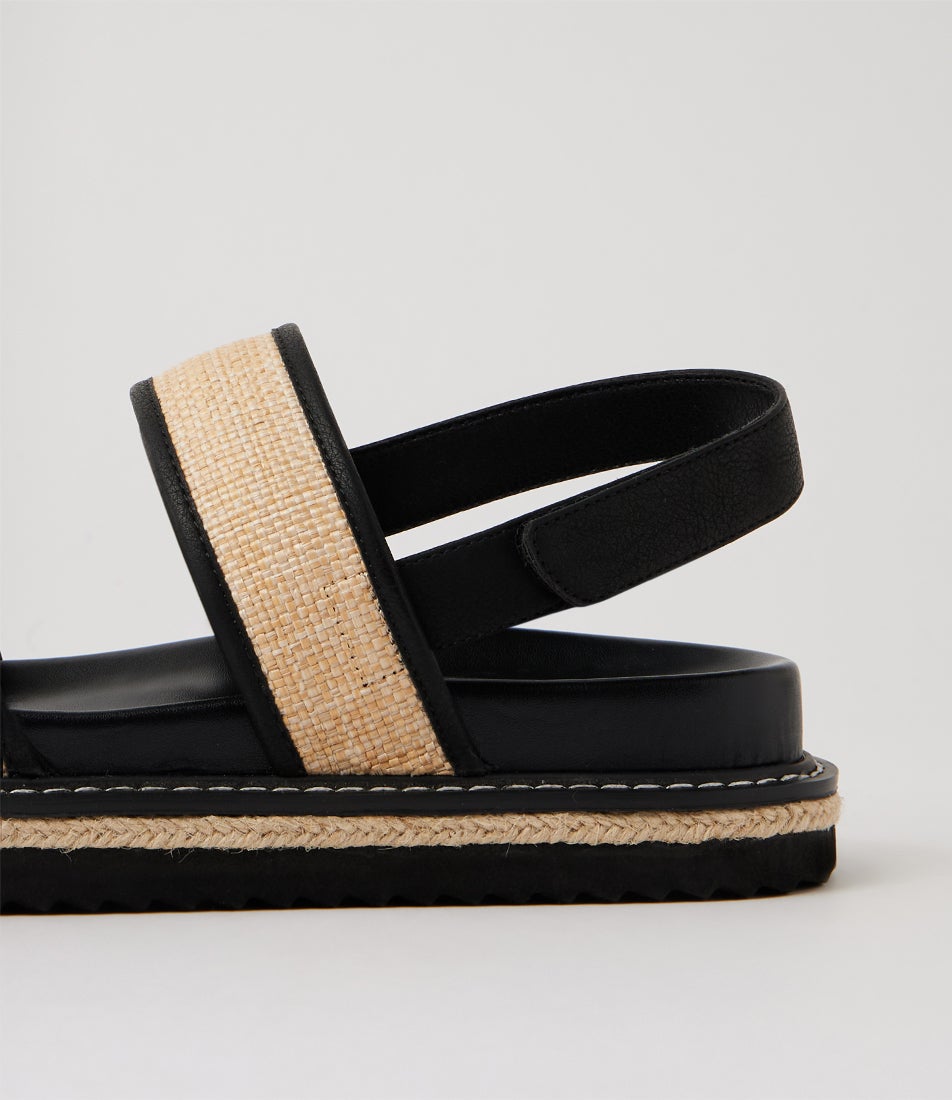Herry Black Natural Raffia Sandals