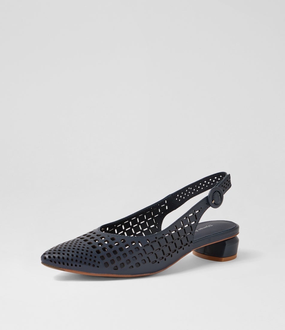Fabbi Navy Leather Flat Shoes