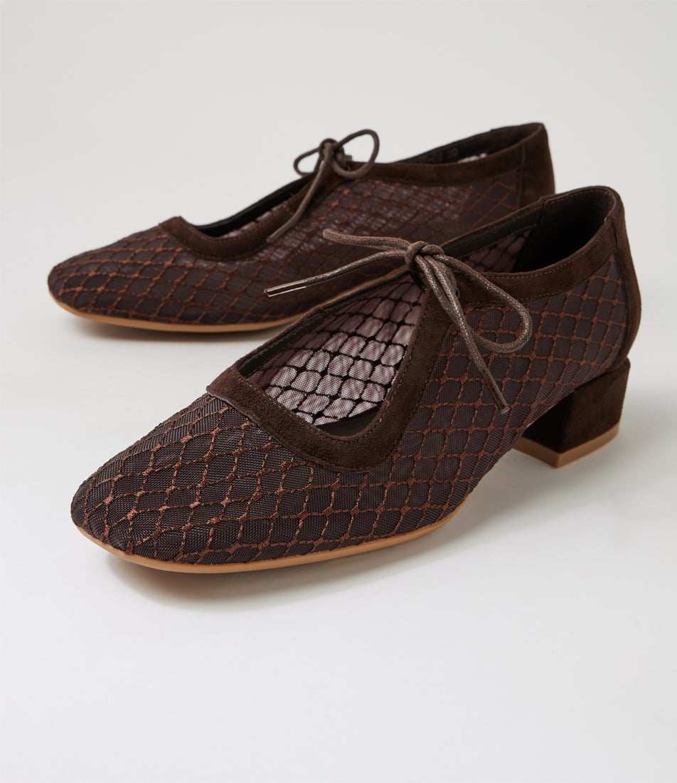 Violeine Choc Suede Mix Mary Jane Heels