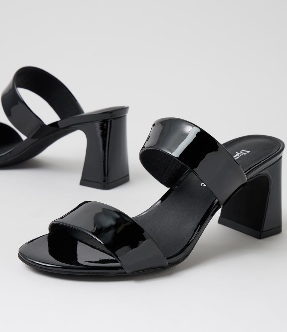 Belline Black Patent Leather Heeled Sandals