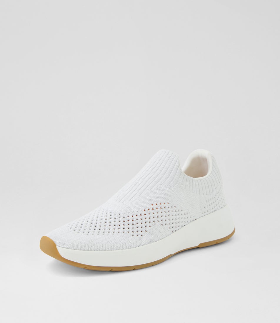 Tru Pace White Silver Knit Sneakers