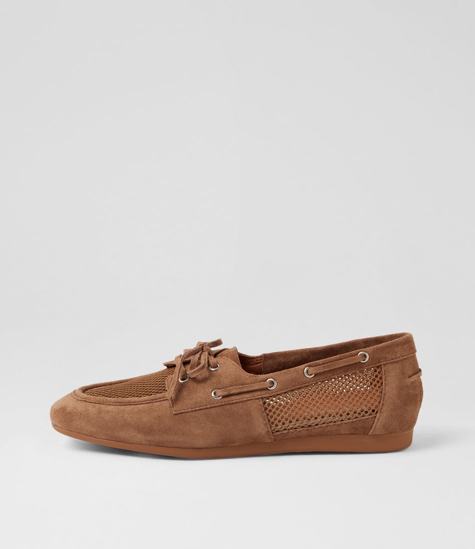 Taloy Light Choc Suede Mesh Boat Shoes