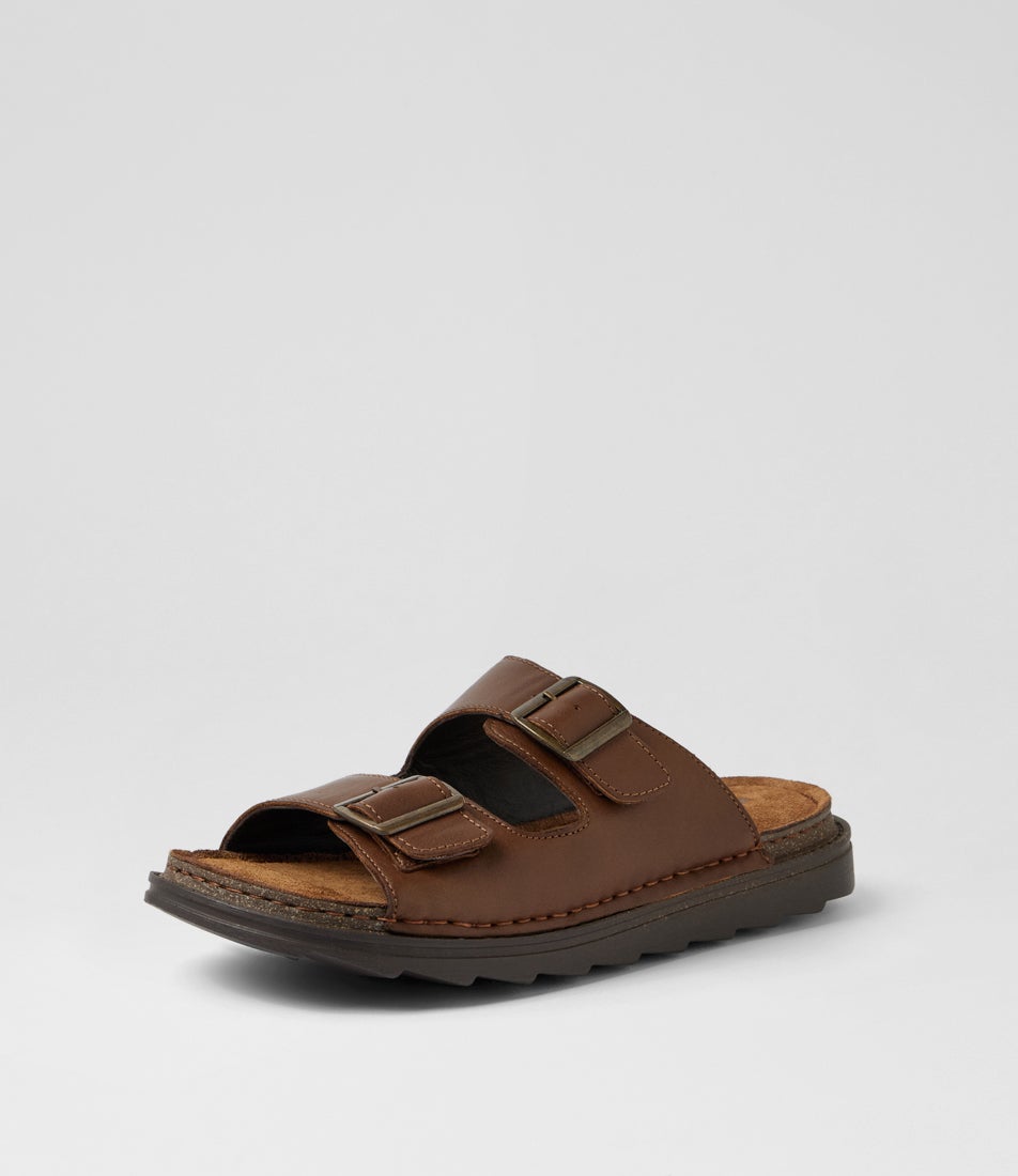 Irvin Cognac Leather Slides