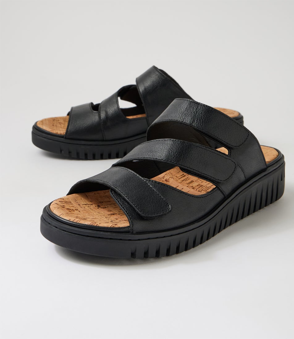 Idash Black Leather Sandals