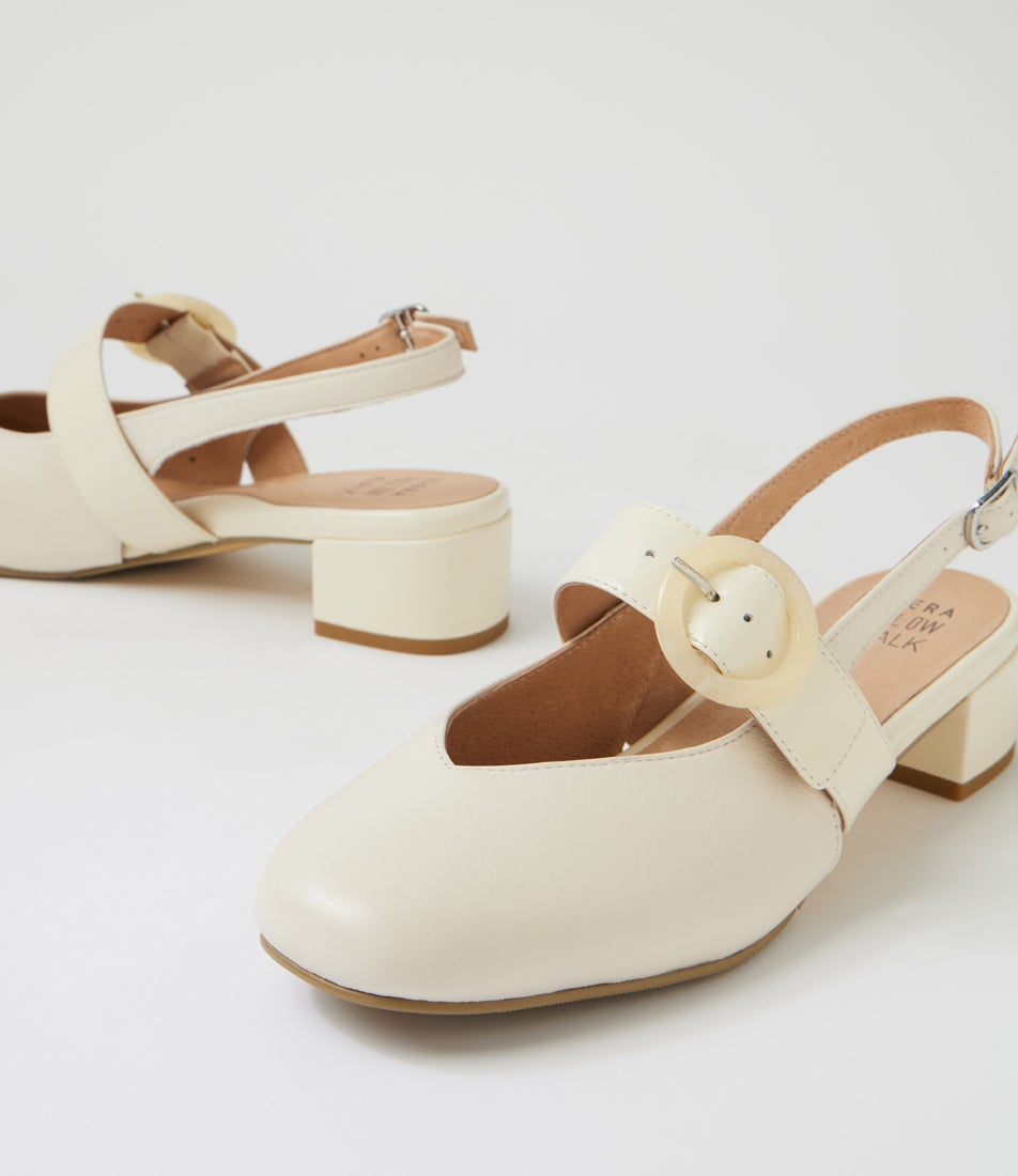 Timona W Ivory Leather Patent Mary Jane Heels