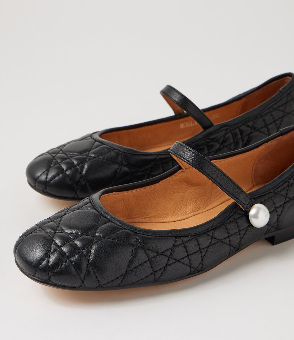 Morli Black Leather Flat Shoes