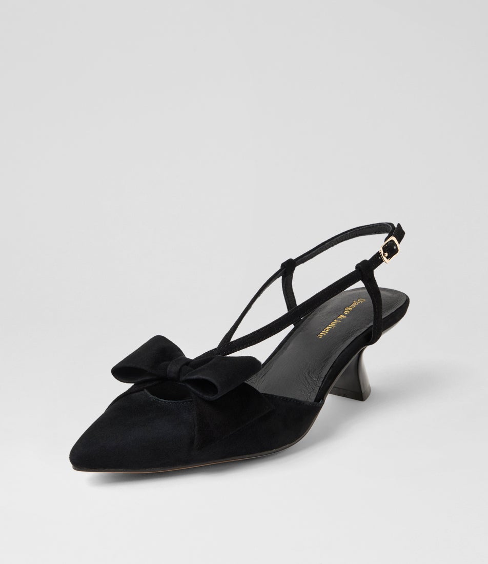 Lanetta Black Suede Heels